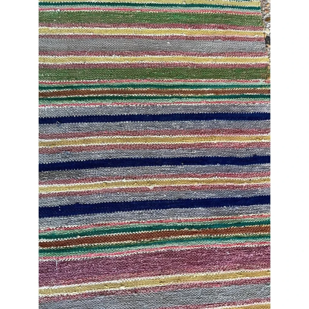 NOS Vintage 1940-50s Handmade Braided Wool Runner 21.5x134